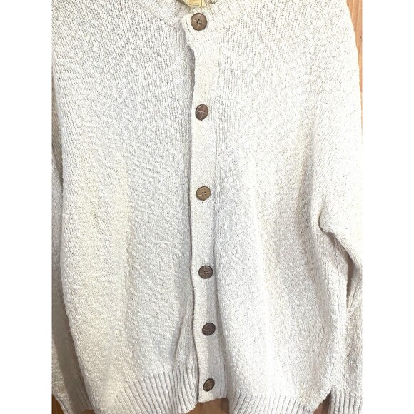 Vintage Greek Cotton Fisherman Cardigan XL Slouchy Cream Textured Knit 90s - Picture 4 of 12